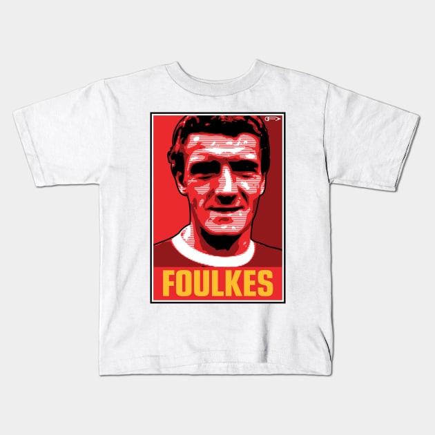 Foulkes - MUFC Kids T-Shirt by David Foy Art